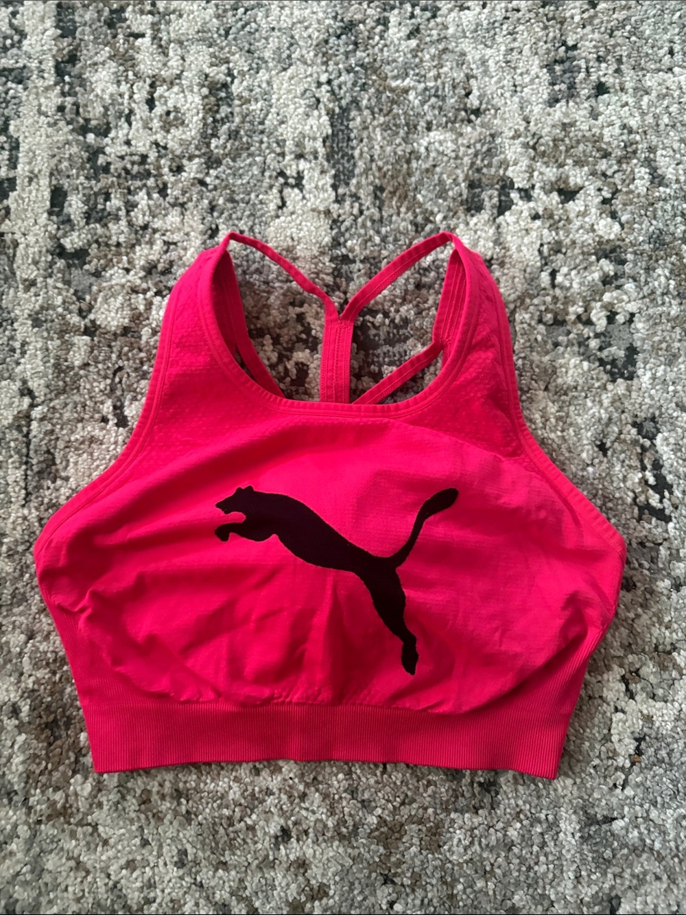 Puma Hot Pink & Black Logo Sports Bra
